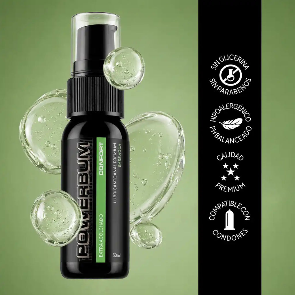 Powerbum Confort Lubricante Anal Base Agua con Extracto de Clavo Anestésico