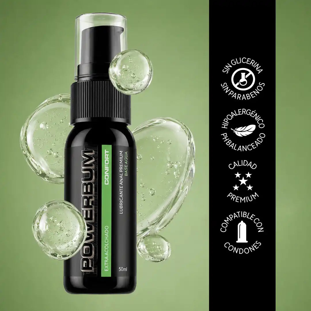 Powerbum Confort Lubricante Anal Base Agua con Extracto de Clavo Anestésico