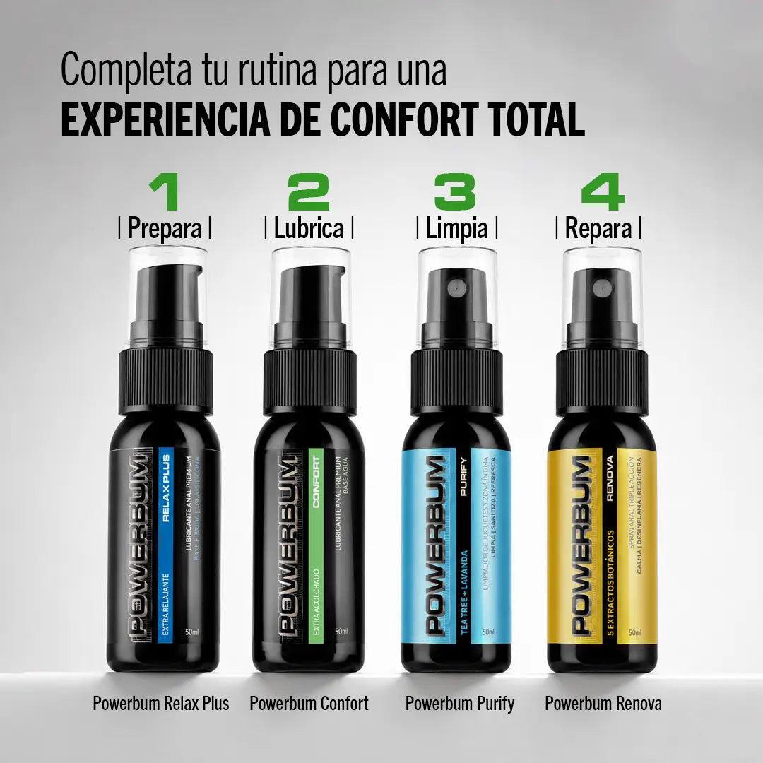 Powerbum Confort Lubricante Anal Base Agua con Extracto de Clavo Anestésico