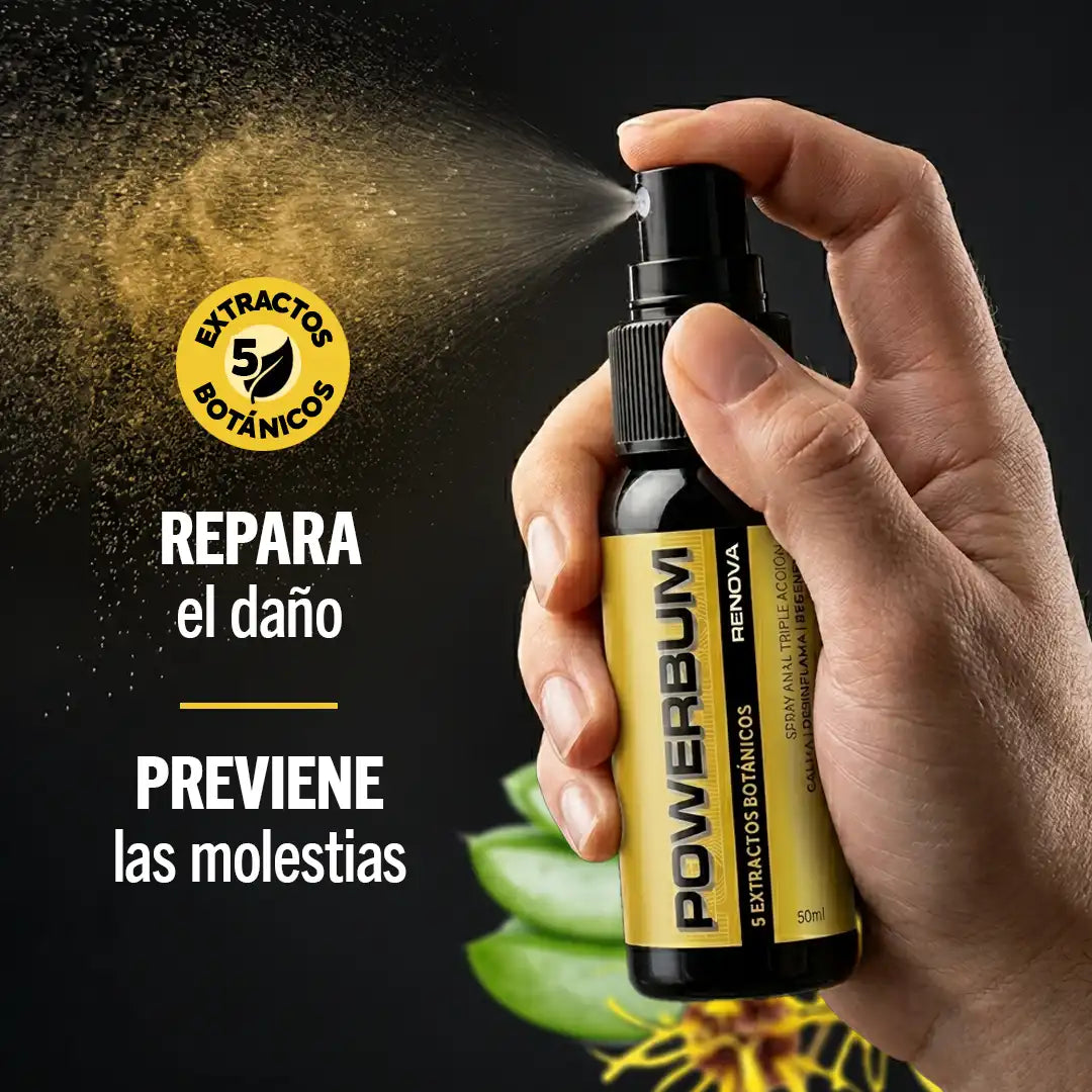 Powerbum Renova Spray Anal Extractos Botánicos Calma Desinflama y Regenera