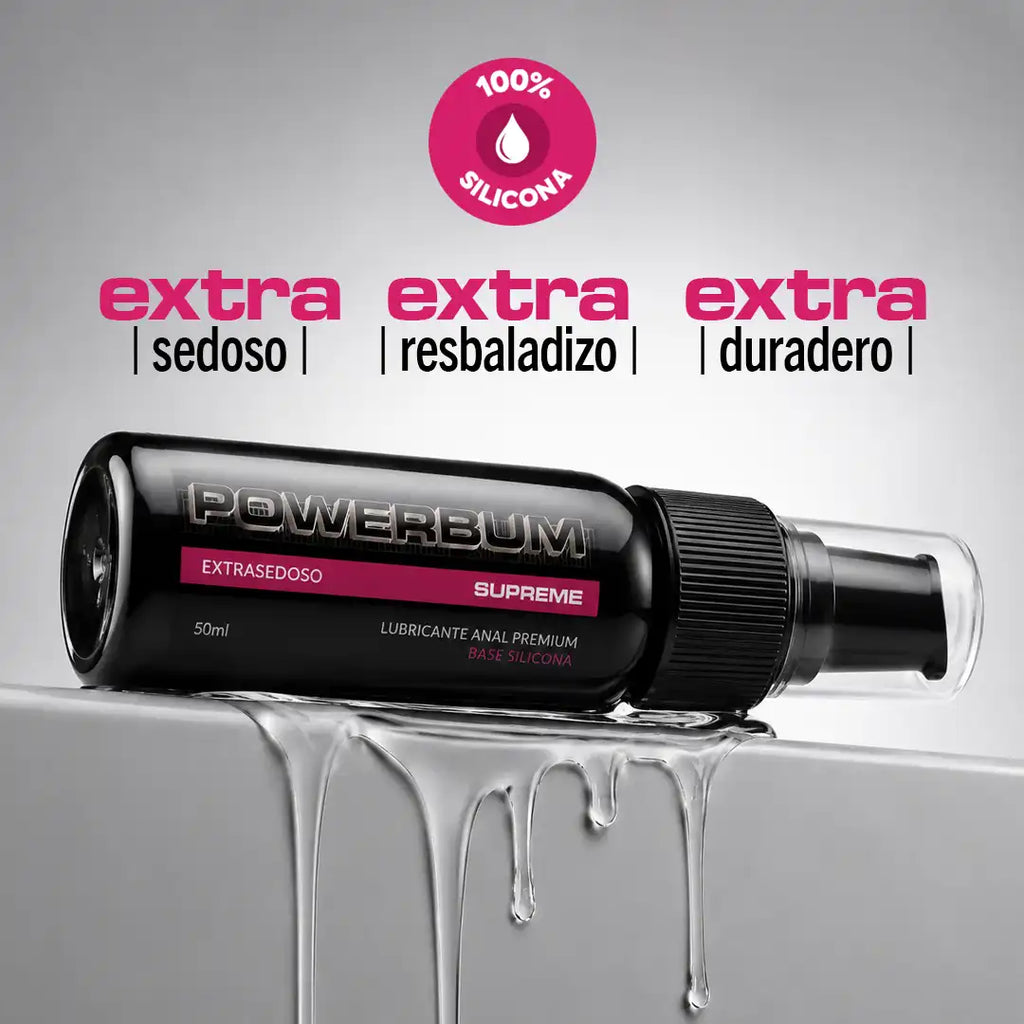 Powerbum Supreme Lubricante Anal Base Silicón con Extracto de Clavo Anestésico