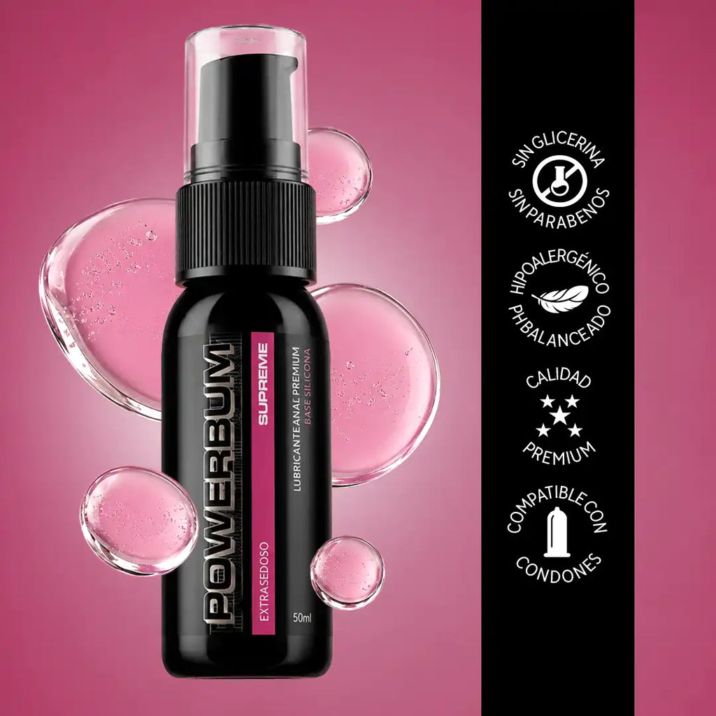 Powerbum Supreme Lubricante Anal Base Silicón con Extracto de Clavo Anestésico