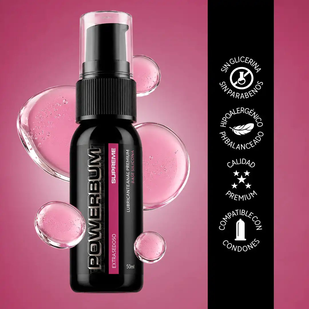 Powerbum Supreme Lubricante Anal Base Silicón con Extracto de Clavo Anestésico