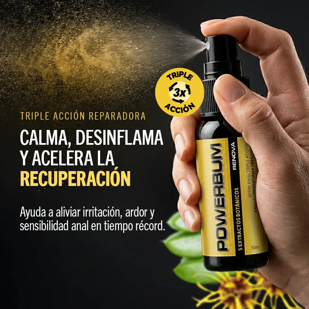 Powerbum Renova Spray Anal Extractos Botánicos Calma Desinflama y Regenera