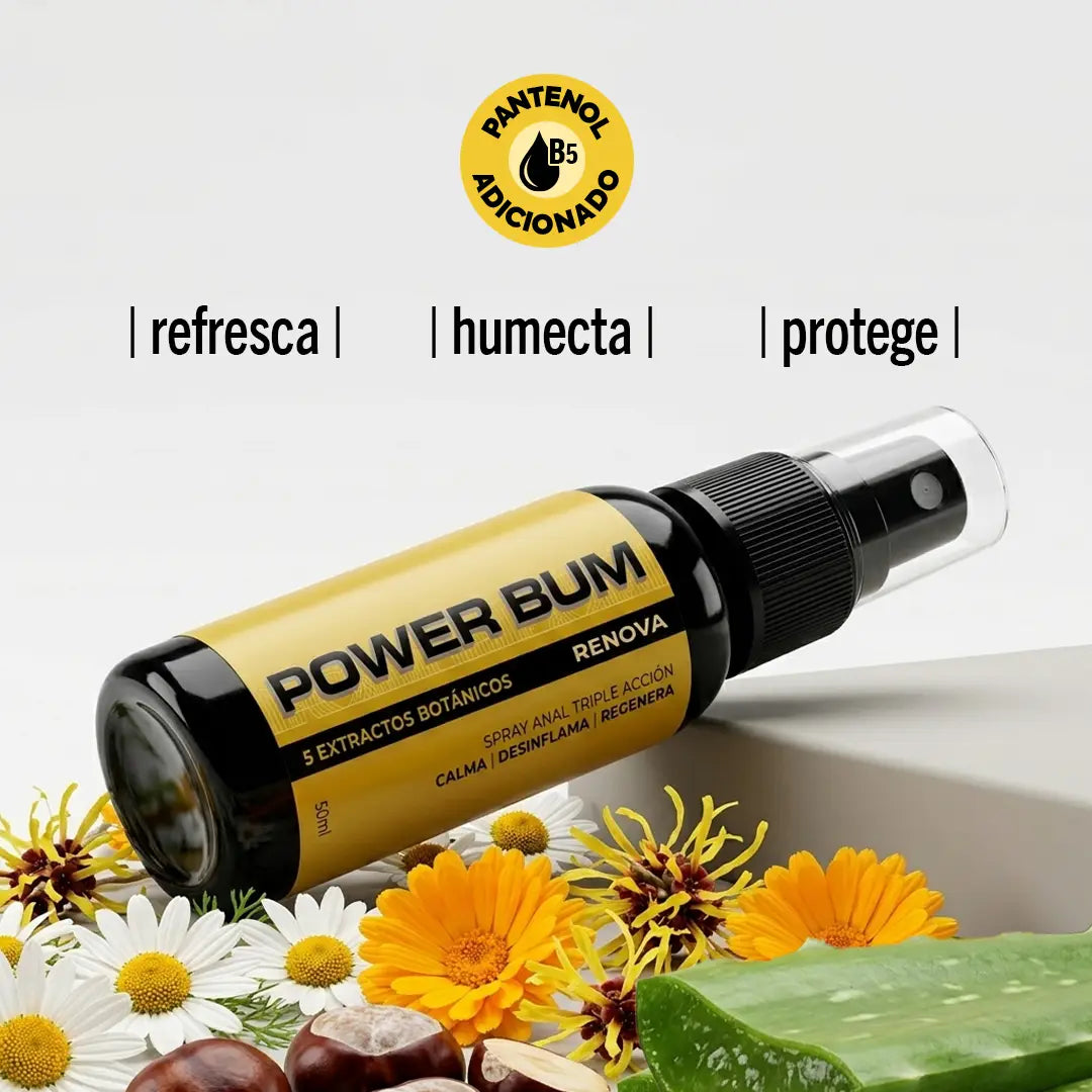 Powerbum Renova Spray Anal Extractos Botánicos Calma Desinflama y Regenera