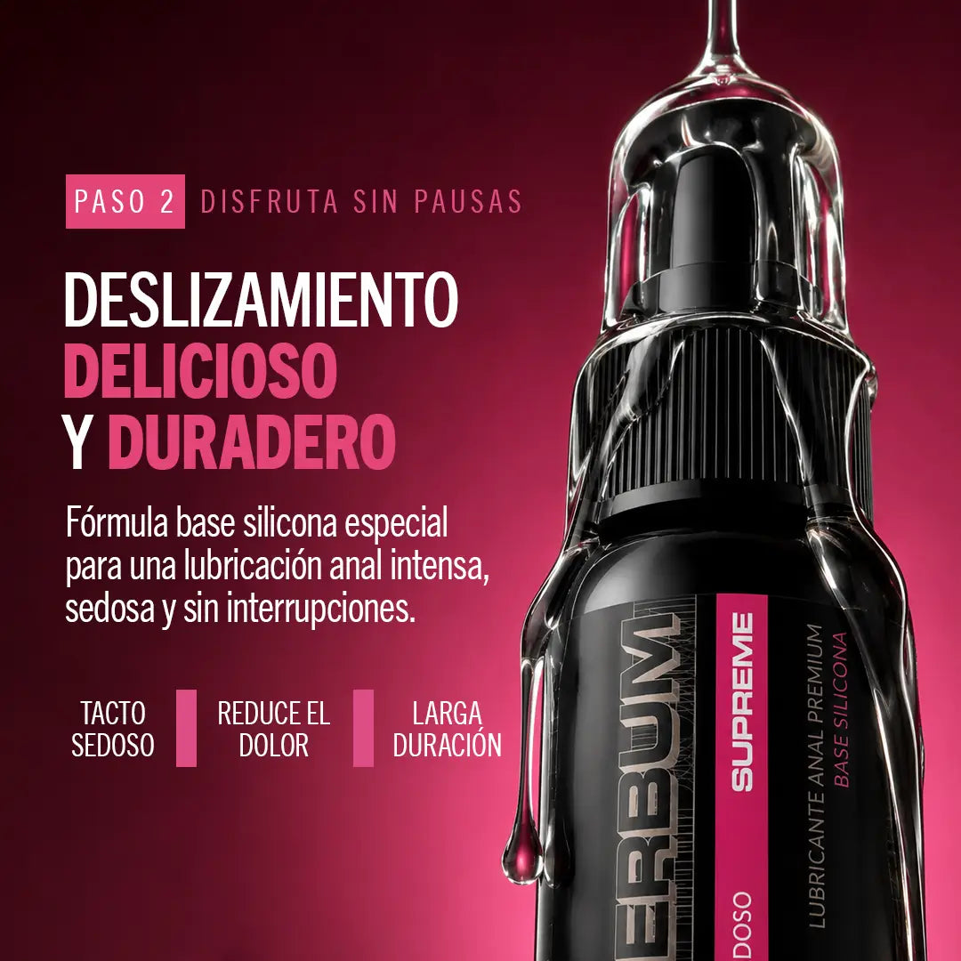 Powerbum Supreme Lubricante Anal Base Silicón con Extracto de Clavo Anestésico